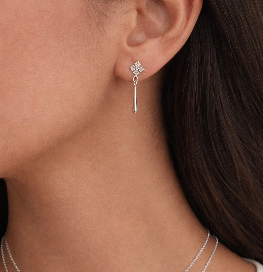 The "Overachiever" Dangler Earrings in 14K Gold with Laboratory Grown Diamonds