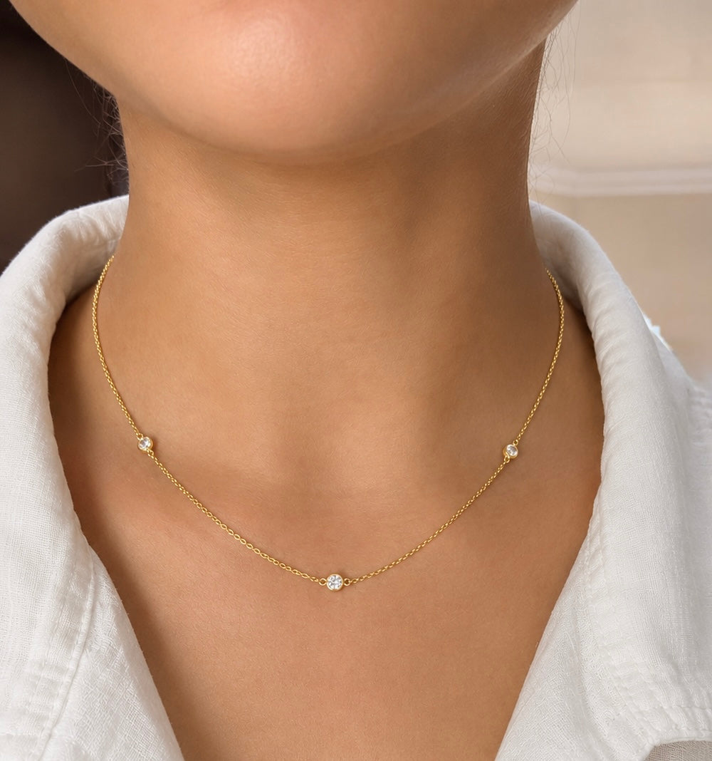 The "Dot and Shine" Necklace in 14K Gold with Laboratory Grown Diamond