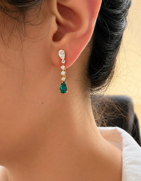 The "Gem Swing" Earrings in 14K Gold with Laboratory Grown Diamond and Gemstone