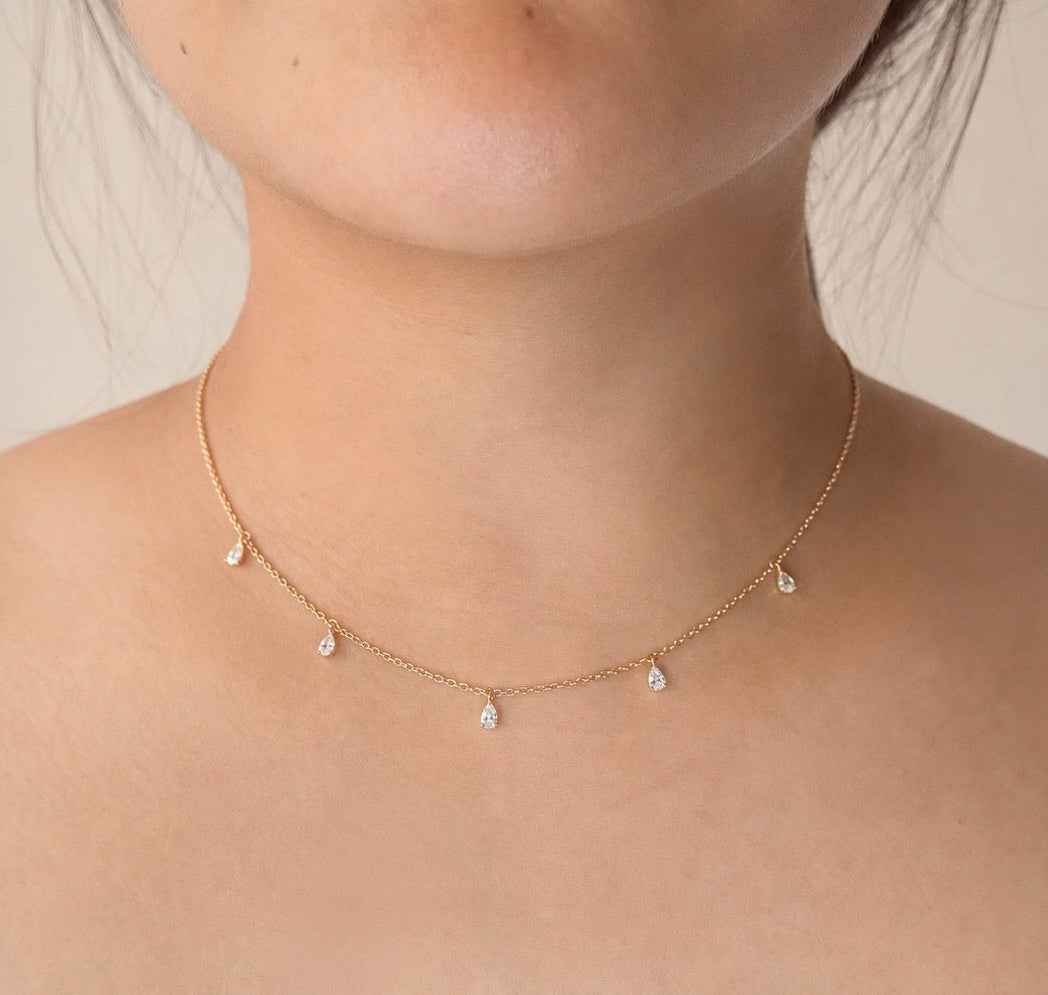 The "Pear Pressure" Necklace in 14K Gold with Laboratory Grown Diamonds