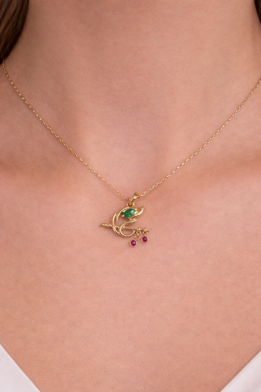 The "Mira" Pendant in 14K Gold with Laboratory Grown Gemstones