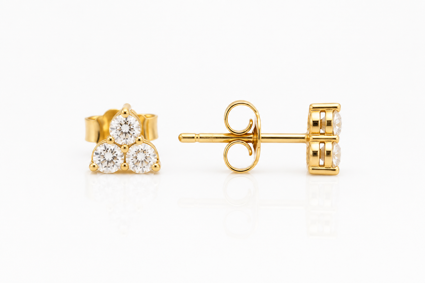 The "I Tri-ed" 3 Stone Diamond Earrings in 14K Gold with Laboratory Grown Diamonds
