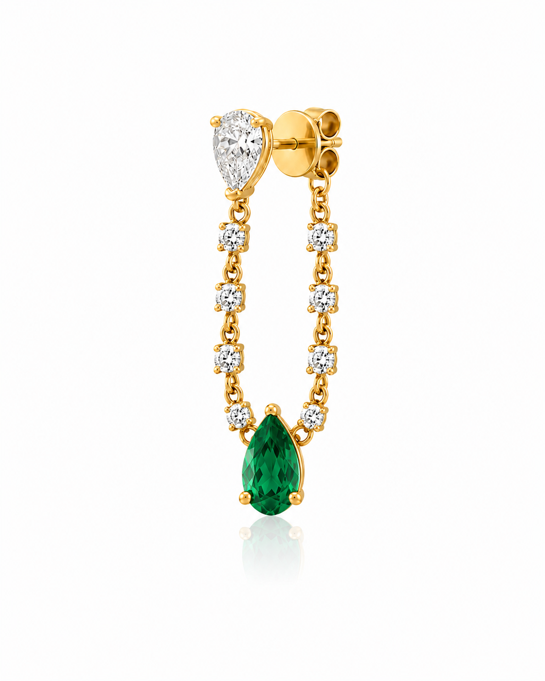 The "Gem Swing" Earrings in 14K Gold with Laboratory Grown Diamond and Gemstone
