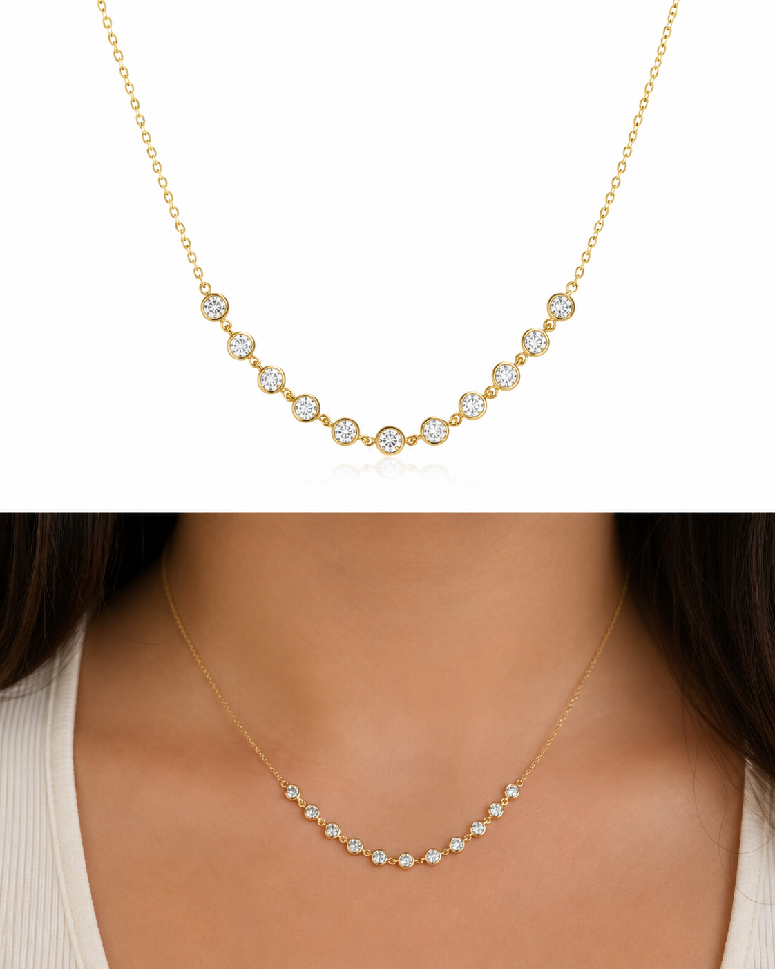 The "Social Climber" Necklace in 14K Gold Vermeil and Laboratory Grown Diamonds