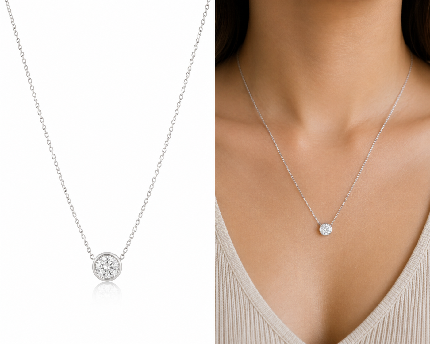 The "Main Character" Necklace in 14K Gold with Solitaire Laboratory Grown Diamond