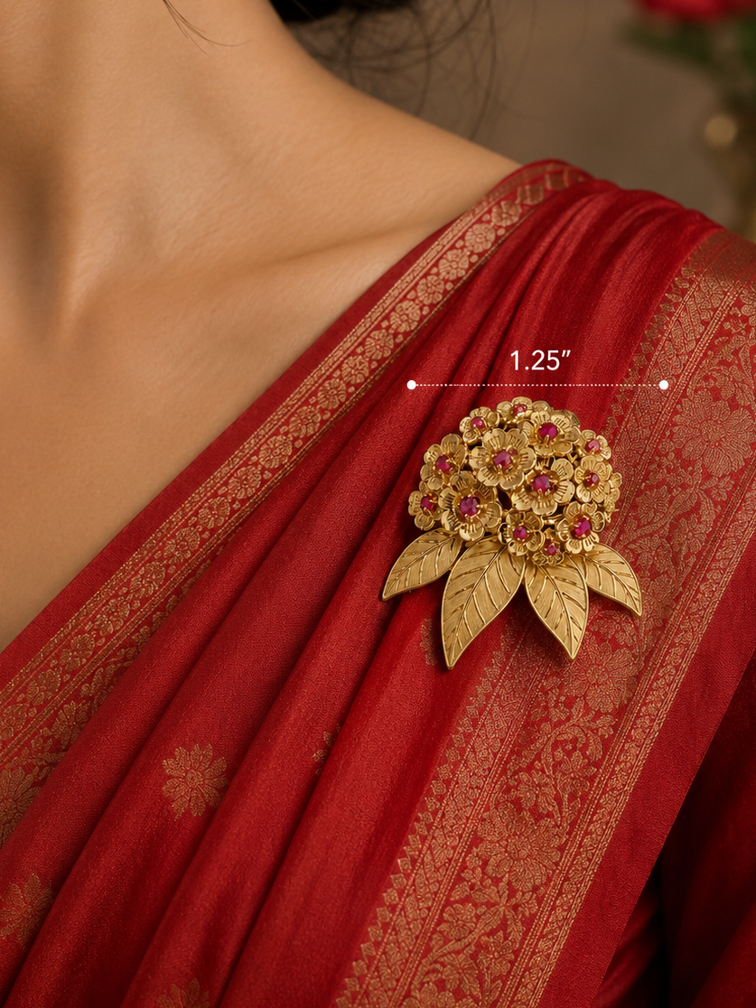 The "Guras" Brooch in 14K Gold Vermeil with Laboratory Grown Gemstones
