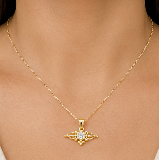 The "Bajra" Pendant in 14K Yellow Gold with Laboratory Grown Diamond