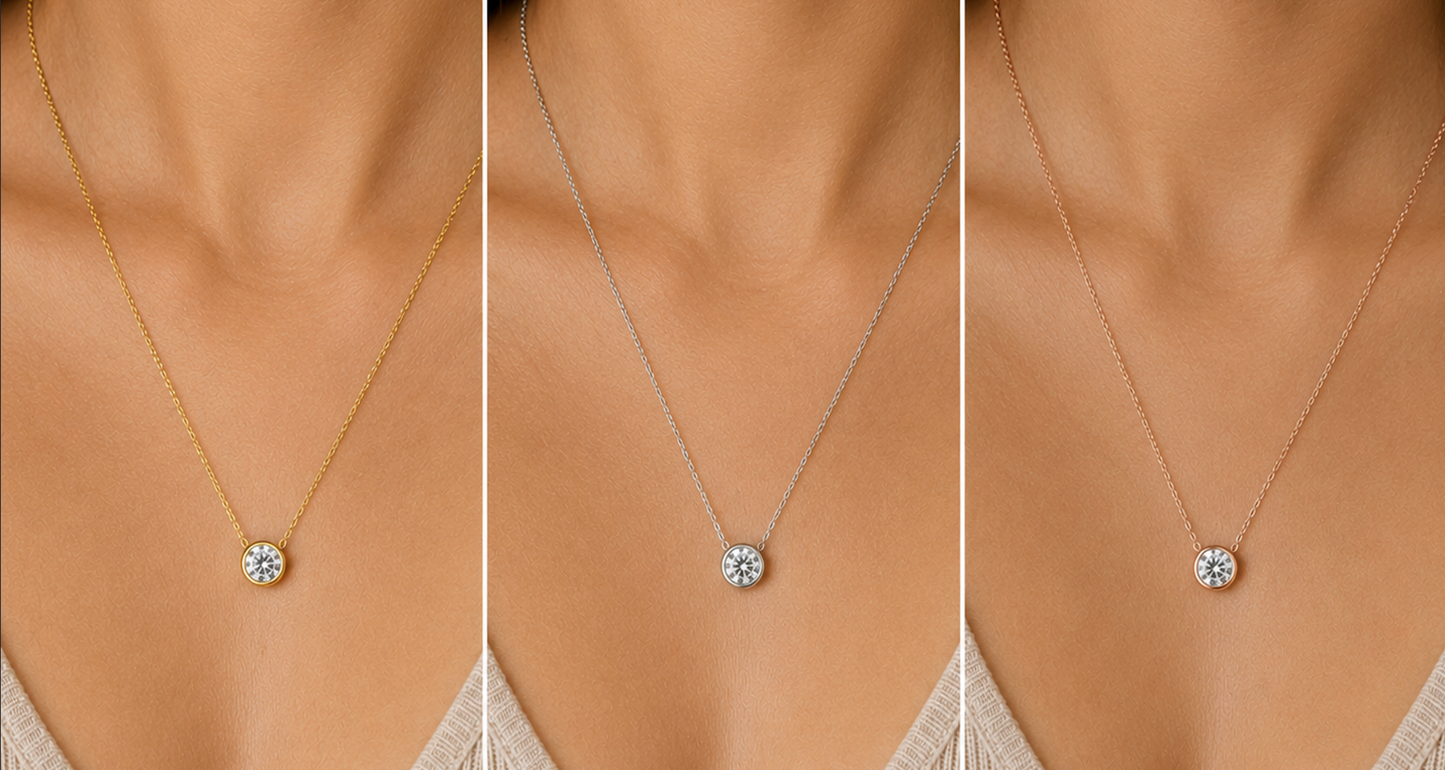 The "Main Character" Necklace in 14K Gold with Solitaire Laboratory Grown Diamond