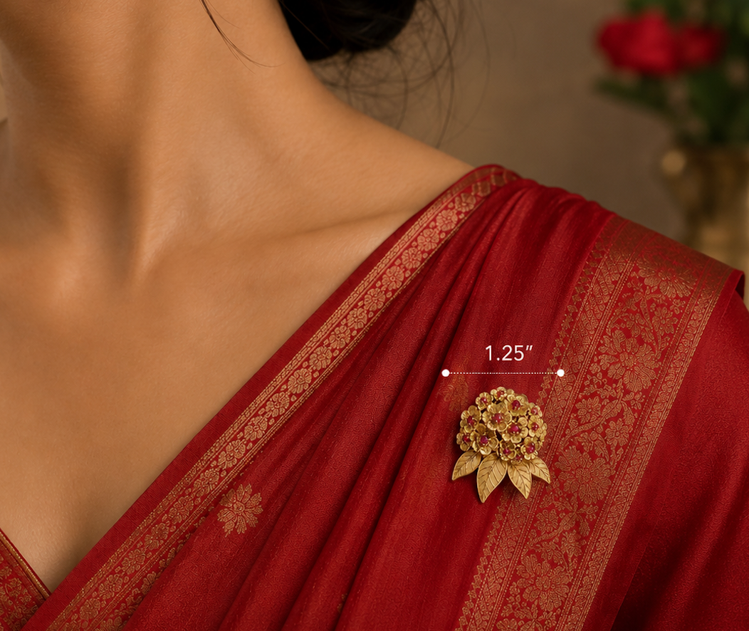 The "Guras" Brooch in 14K Gold Vermeil with Laboratory Grown Gemstones
